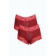 Moda Çizgi Kadın Pamuklu 2li Boxer Bordo 40277