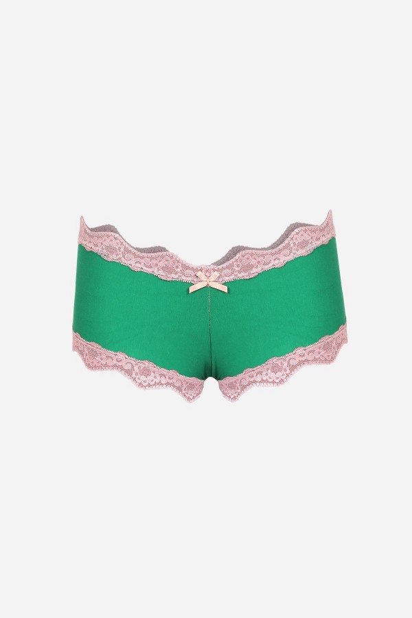 Moda Çizgi Kadın Pamuklu 2li Boxer Fıstık Yeşili 40277