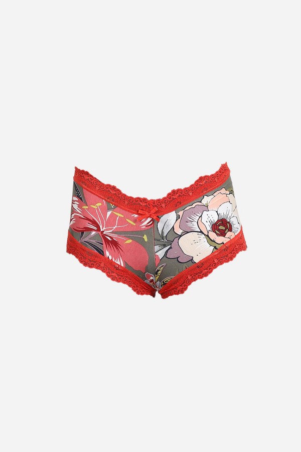 Moda Çizgi Kadın Pamuklu 2li Boxer Haki 40279