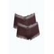 Moda Çizgi Kadın Pamuklu 2li Boxer Kahve 40278