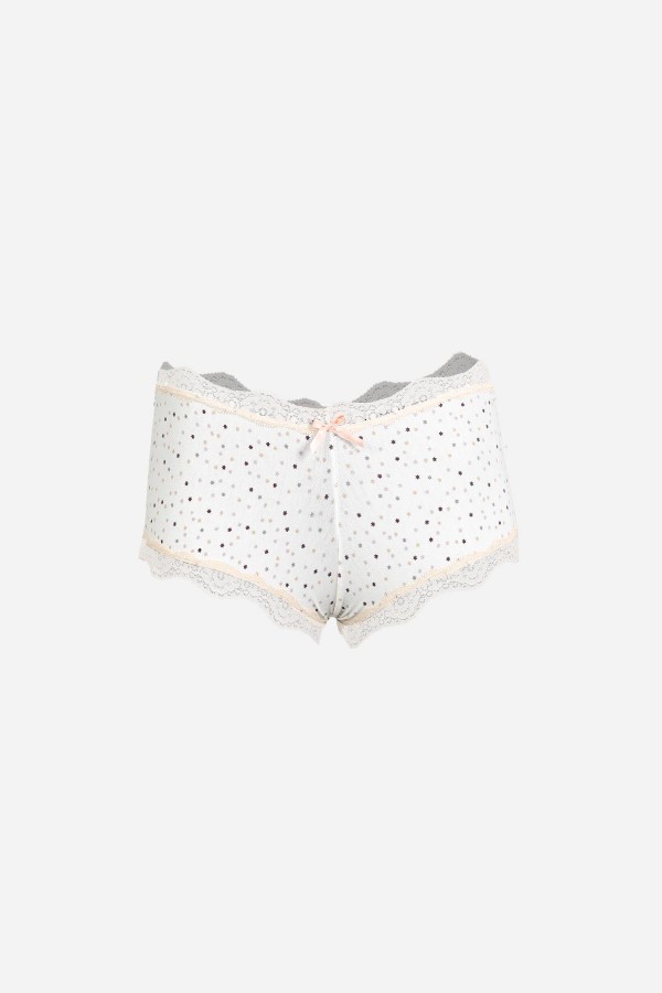 Moda Çizgi Kadın Pamuklu 2li Boxer Krem 40280