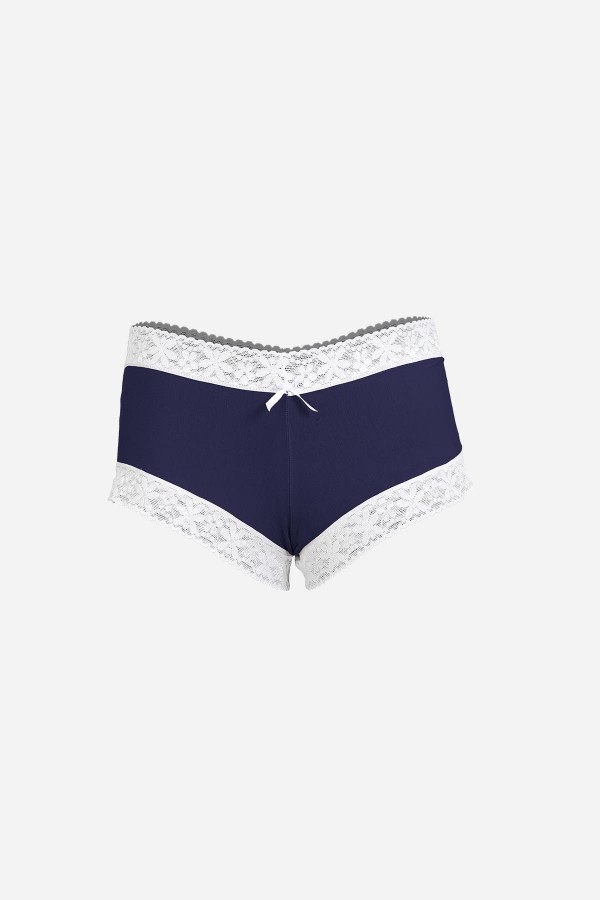 Moda Çizgi Kadın Pamuklu 2li Boxer Lacivert 40277