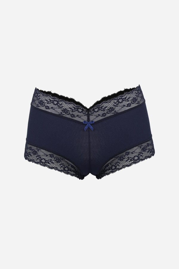 Moda Çizgi Kadın Pamuklu 2li Boxer Lacivert 40278