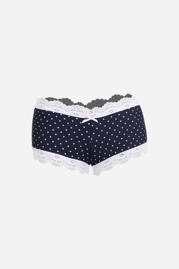 Moda Çizgi Kadın Pamuklu 2li Boxer Lacivert 40279