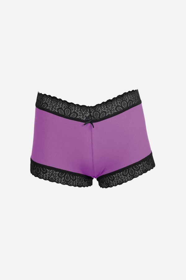 Moda Çizgi Kadın Pamuklu 2li Boxer Mor 40277