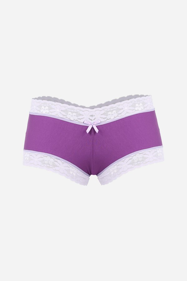 Moda Çizgi Kadın Pamuklu 2li Boxer Mor 40278