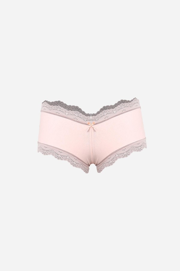 Moda Çizgi Kadın Pamuklu 2li Boxer Pudra 40277