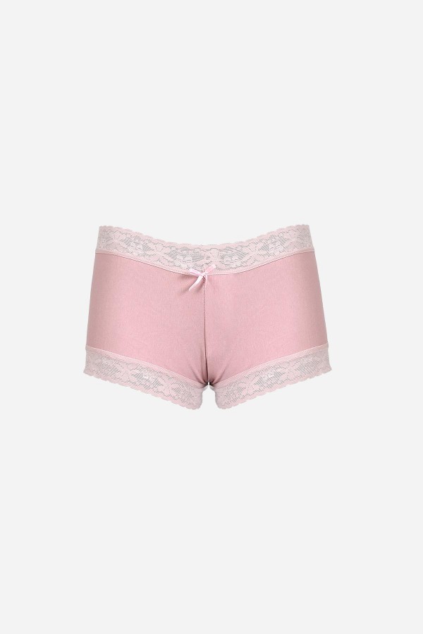 Moda Çizgi Kadın Pamuklu 2li Boxer Pudra 40278