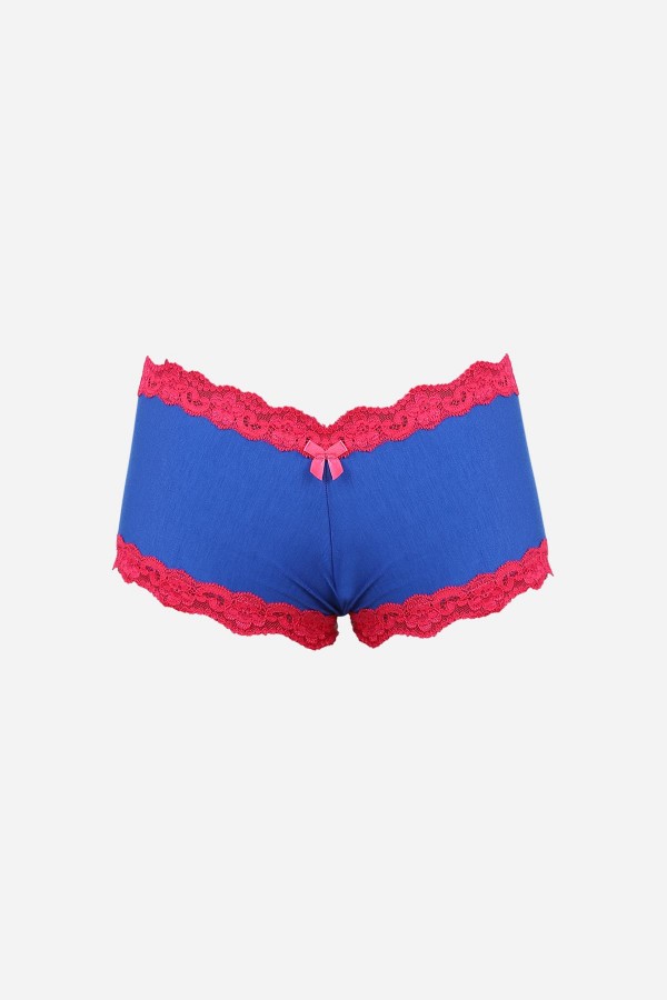 Moda Çizgi Kadın Pamuklu 2li Boxer Saks 40277