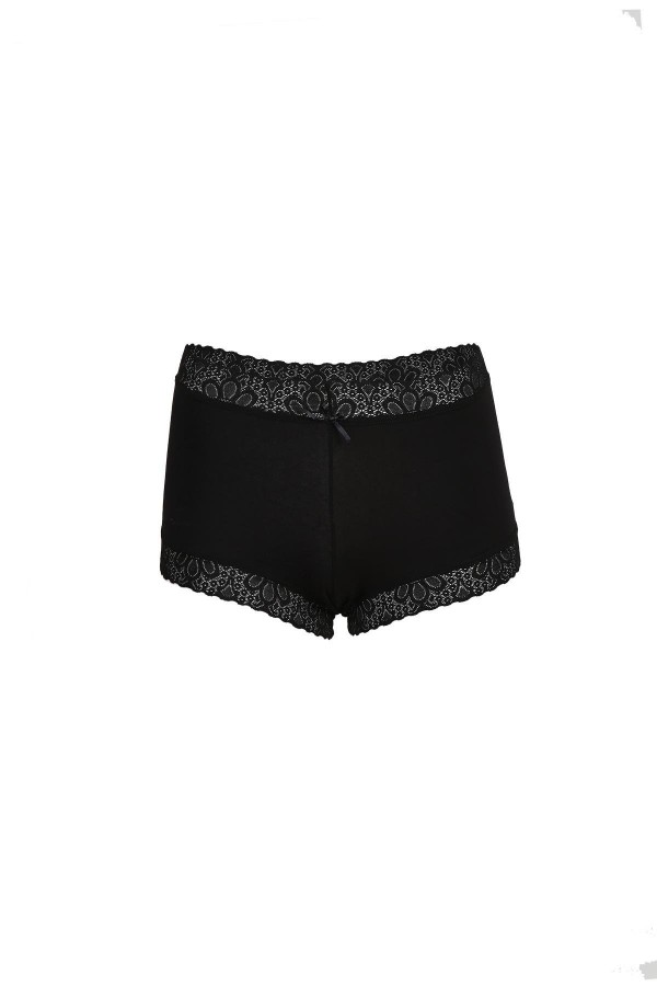 Moda Çizgi Kadın Pamuklu 2li Boxer Siyah 40265