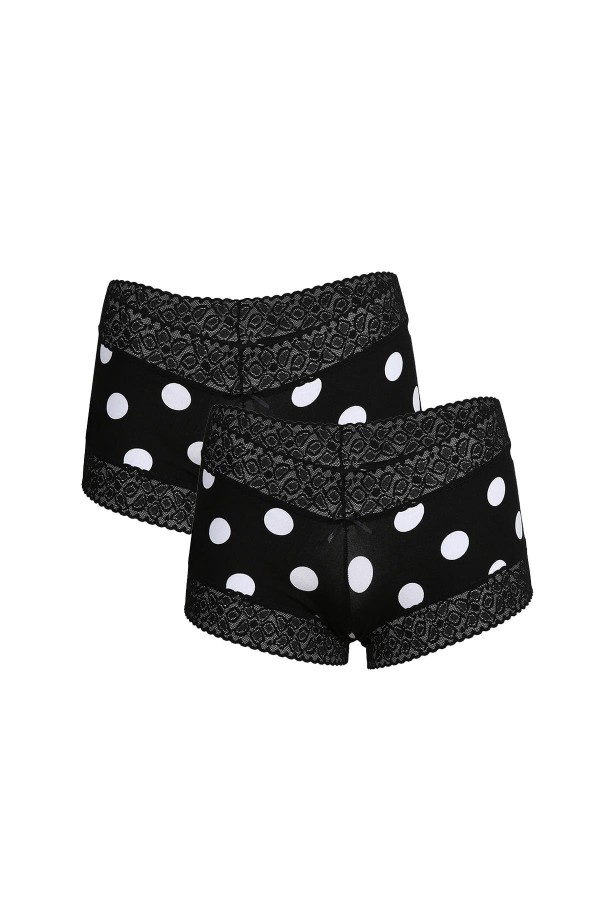 Moda Çizgi Kadın Pamuklu 2li Boxer Siyah 40269