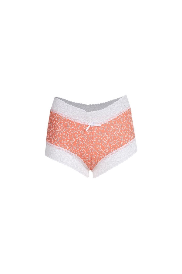 Moda Çizgi Kadın Pamuklu 2li Boxer Somon 40266