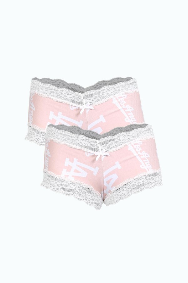 Moda Çizgi Kadın Pamuklu 2li Boxer Somon 40279