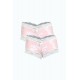 Moda Çizgi Kadın Pamuklu 2li Boxer Somon 40279