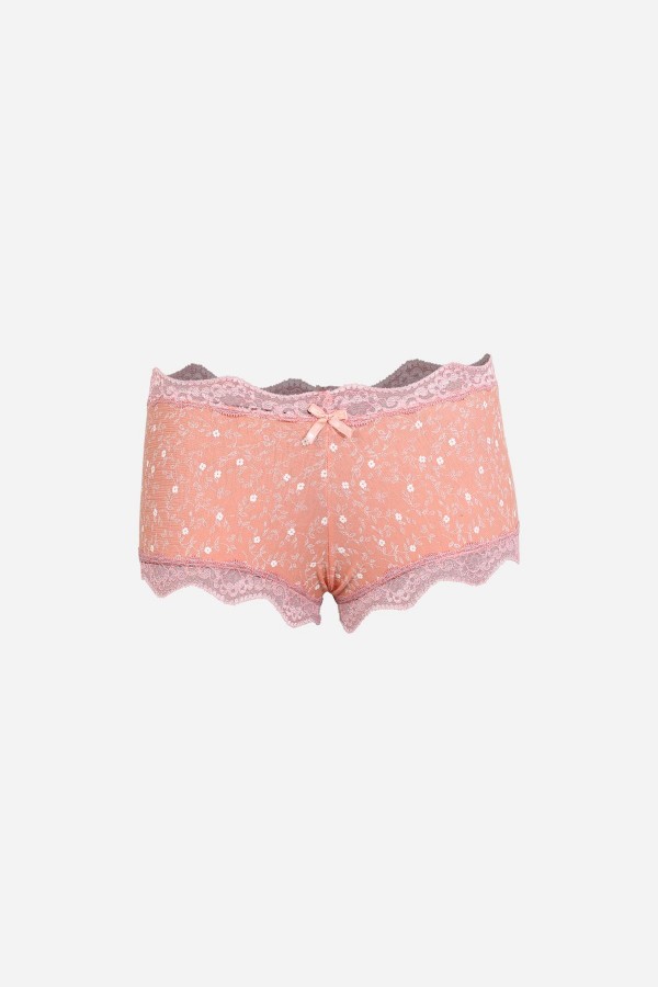 Moda Çizgi Kadın Pamuklu 2li Boxer Somon 40280