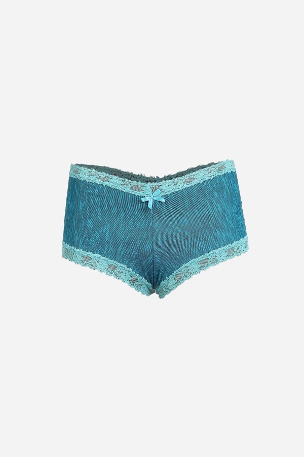 Moda Çizgi Kadın Pamuklu 2li Boxer Su Yeşili 40278