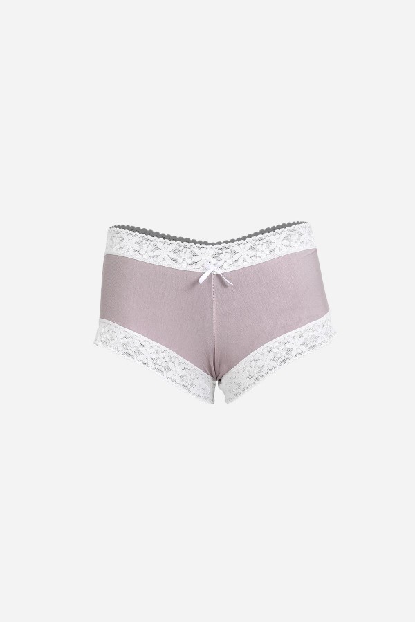Moda Çizgi Kadın Pamuklu 2li Boxer Sütlü Kahve 40278