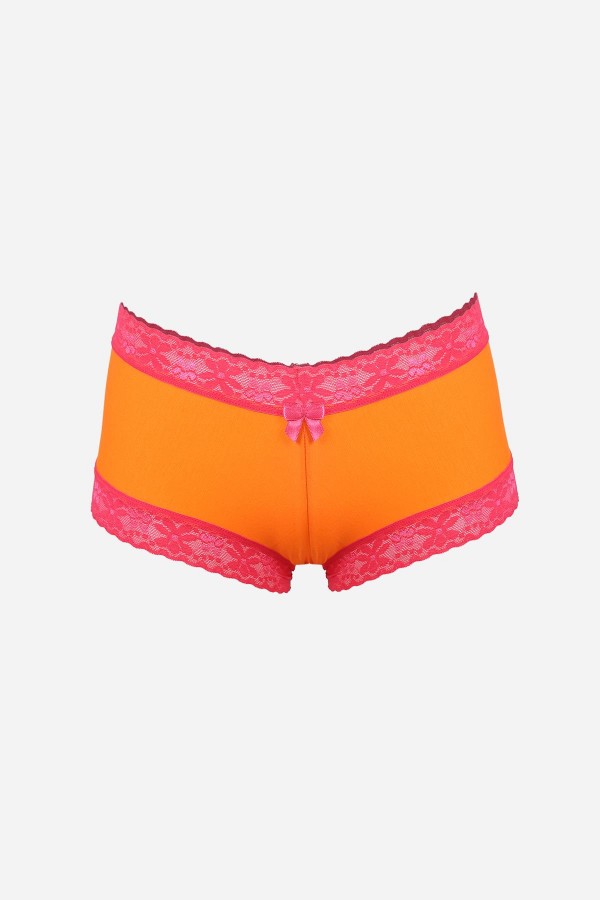 Moda Çizgi Kadın Pamuklu 2li Boxer Turuncu 40277