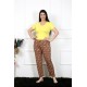 Moda Çizgi Kadın Pamuklu Büyük Beden Alt Pijama 27470