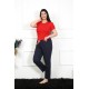 Moda Çizgi Kadın Pamuklu Büyük Beden Alt Pijama 27472