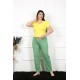 Moda Çizgi Kadın Pamuklu Büyük Beden Alt Pijama 27473