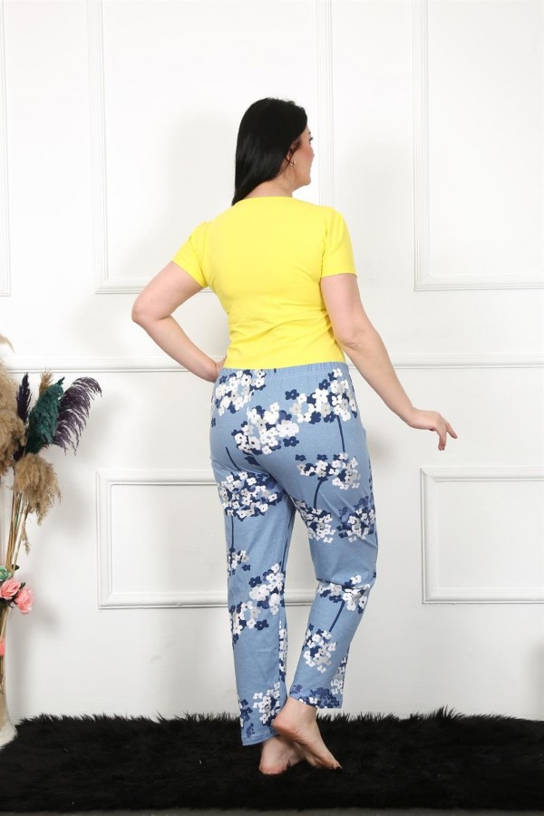 Moda Çizgi Kadın Pamuklu Büyük Beden Alt Pijama 27474