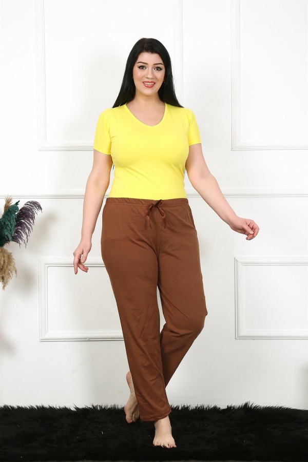 Moda Çizgi Kadın Pamuklu Büyük Beden Alt Pijama 27476