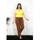 Moda Çizgi Kadın Pamuklu Büyük Beden Alt Pijama 27476