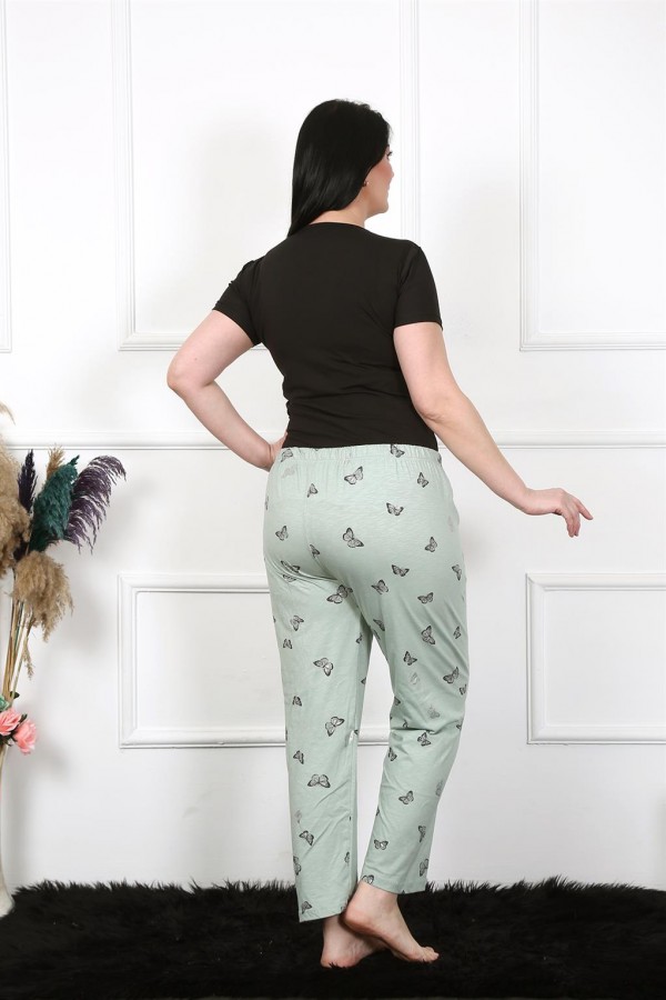 Moda Çizgi Kadın Pamuklu Büyük Beden Alt Pijama 27477
