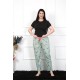 Moda Çizgi Kadın Pamuklu Büyük Beden Alt Pijama 27477
