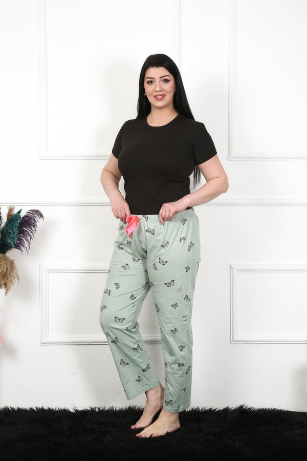 Moda Çizgi Kadın Pamuklu Büyük Beden Alt Pijama 27477