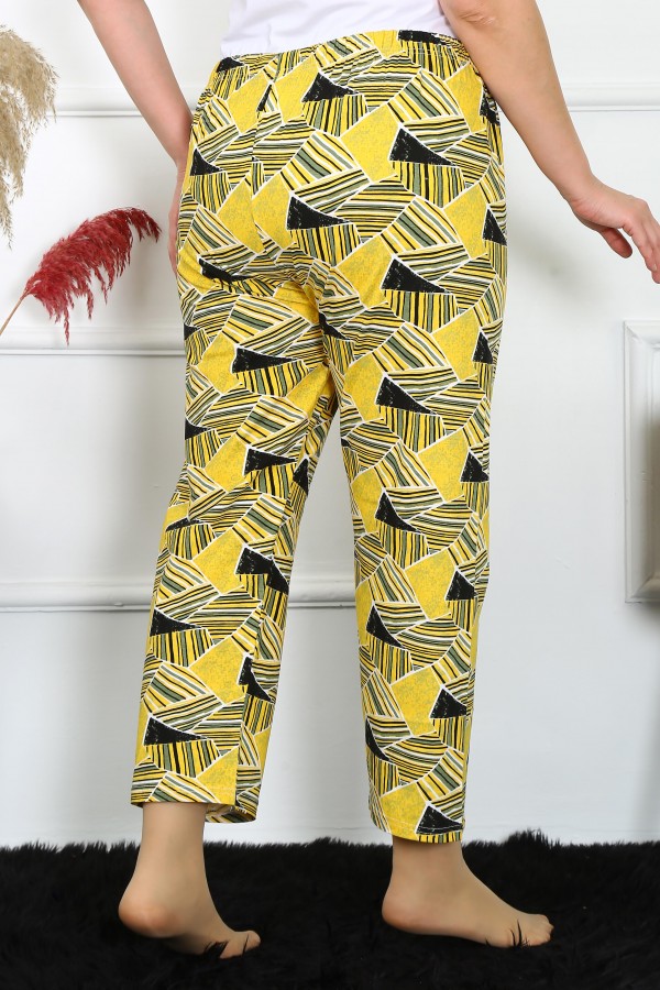 Moda Çizgi Kadın Pamuklu Büyük Beden Alt Pijama 27488
