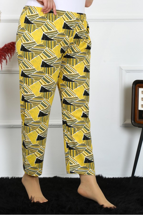 Moda Çizgi Kadın Pamuklu Büyük Beden Alt Pijama 27488