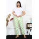 Moda Çizgi Kadın Pamuklu Büyük Beden Alt Pijama 27499