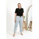 Moda Çizgi Kadın Pamuklu Büyük Beden Alt Pijama 27557 Buz Mavisi