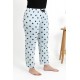 Moda Çizgi Kadın Pamuklu Büyük Beden Alt Pijama 27557 Buz Mavisi