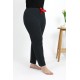 Moda Çizgi Kadın Pamuklu Büyük Beden Alt Pijama 27557 Siyah