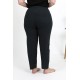 Moda Çizgi Kadın Pamuklu Büyük Beden Alt Pijama 27557 Siyah