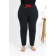 Moda Çizgi Kadın Pamuklu Büyük Beden Alt Pijama 27557 Siyah