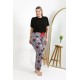 Moda Çizgi Kadın Pamuklu Büyük Beden Alt Pijama 27557 Somon