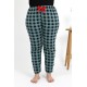Moda Çizgi Kadın Pamuklu Büyük Beden Alt Pijama 27557 Turkuaz