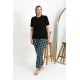 Moda Çizgi Kadın Pamuklu Büyük Beden Alt Pijama 27557 Turkuaz