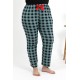 Moda Çizgi Kadın Pamuklu Büyük Beden Alt Pijama 27557 Turkuaz