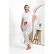 Moda Çizgi Kadın Pamuklu Büyük Beden Alt Pijama 27558 Ekru