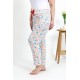 Moda Çizgi Kadın Pamuklu Büyük Beden Alt Pijama 27558 Ekru