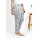 Moda Çizgi Kadın Pamuklu Büyük Beden Alt Pijama 27558 Gri