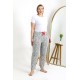 Moda Çizgi Kadın Pamuklu Büyük Beden Alt Pijama 27558 Gri