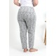 Moda Çizgi Kadın Pamuklu Büyük Beden Alt Pijama 27558 Gri