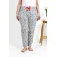 Moda Çizgi Kadın Pamuklu Büyük Beden Alt Pijama 27558 Gri