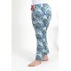 Moda Çizgi Kadın Pamuklu Büyük Beden Alt Pijama 27558 Mavi